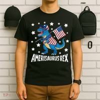 Amerisaurus Rex T Rex Dinosaur American Flag USA 4th Of July T-Shirt thumb 6