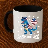 Amerisaurus Rex T Rex Dinosaur American Flag USA 4th Of July Coffee Mug thumb 2