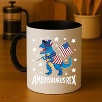Amerisaurus Rex T Rex Dinosaur American Flag USA 4th Of July Coffee Mug thumb 4