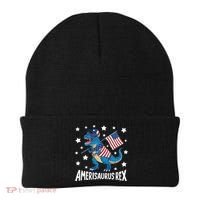 Amerisaurus Rex T Rex Dinosaur American Flag USA 4th Of July Beanie thumb 0