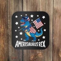 Amerisaurus Rex T Rex Dinosaur American Flag USA 4th Of July Coaster thumb 0