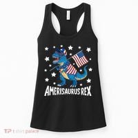 Amerisaurus Rex T Rex Dinosaur American Flag USA 4th Of July Women's Tank Top thumb 0