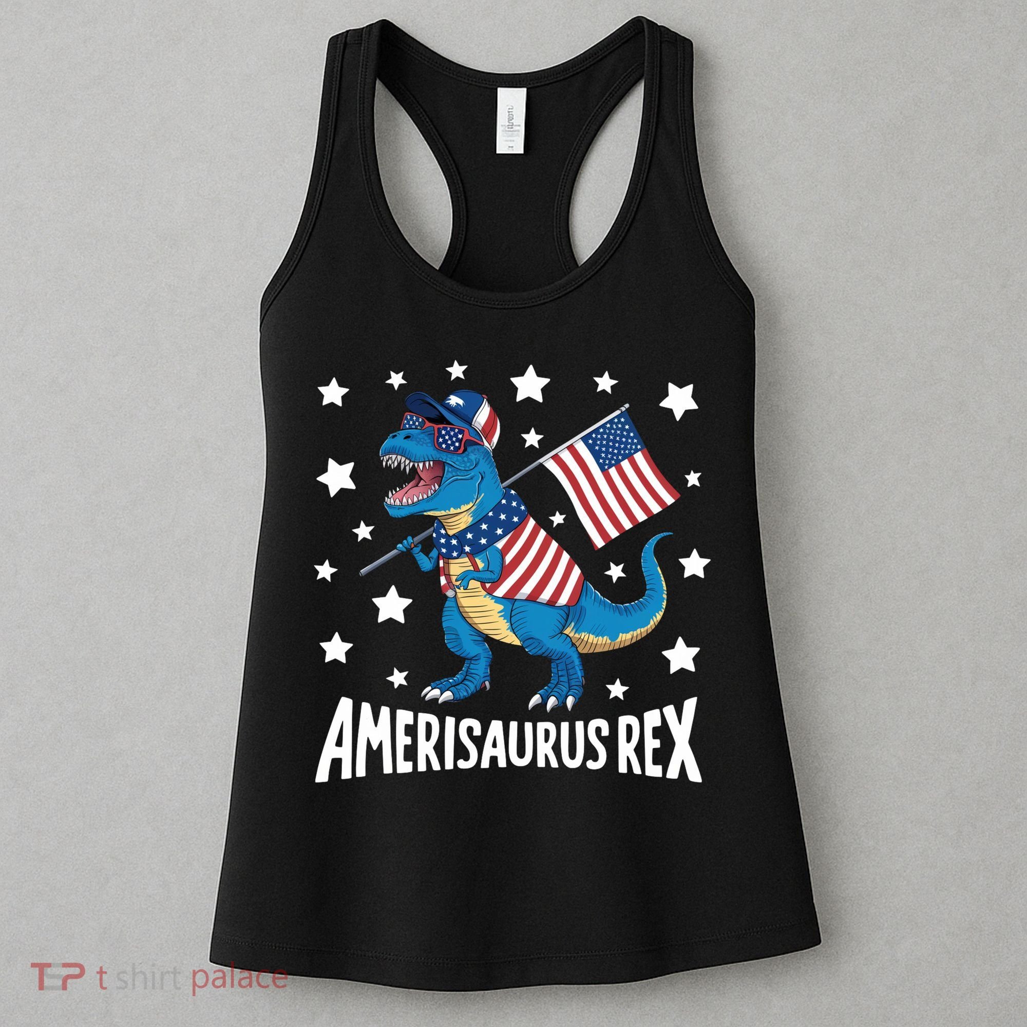 Amerisaurus Rex T Rex Dinosaur American Flag USA 4th Of July Women's Tank Top