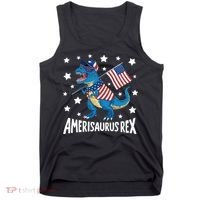 Amerisaurus Rex T Rex Dinosaur American Flag USA 4th Of July Tank Top thumb 0