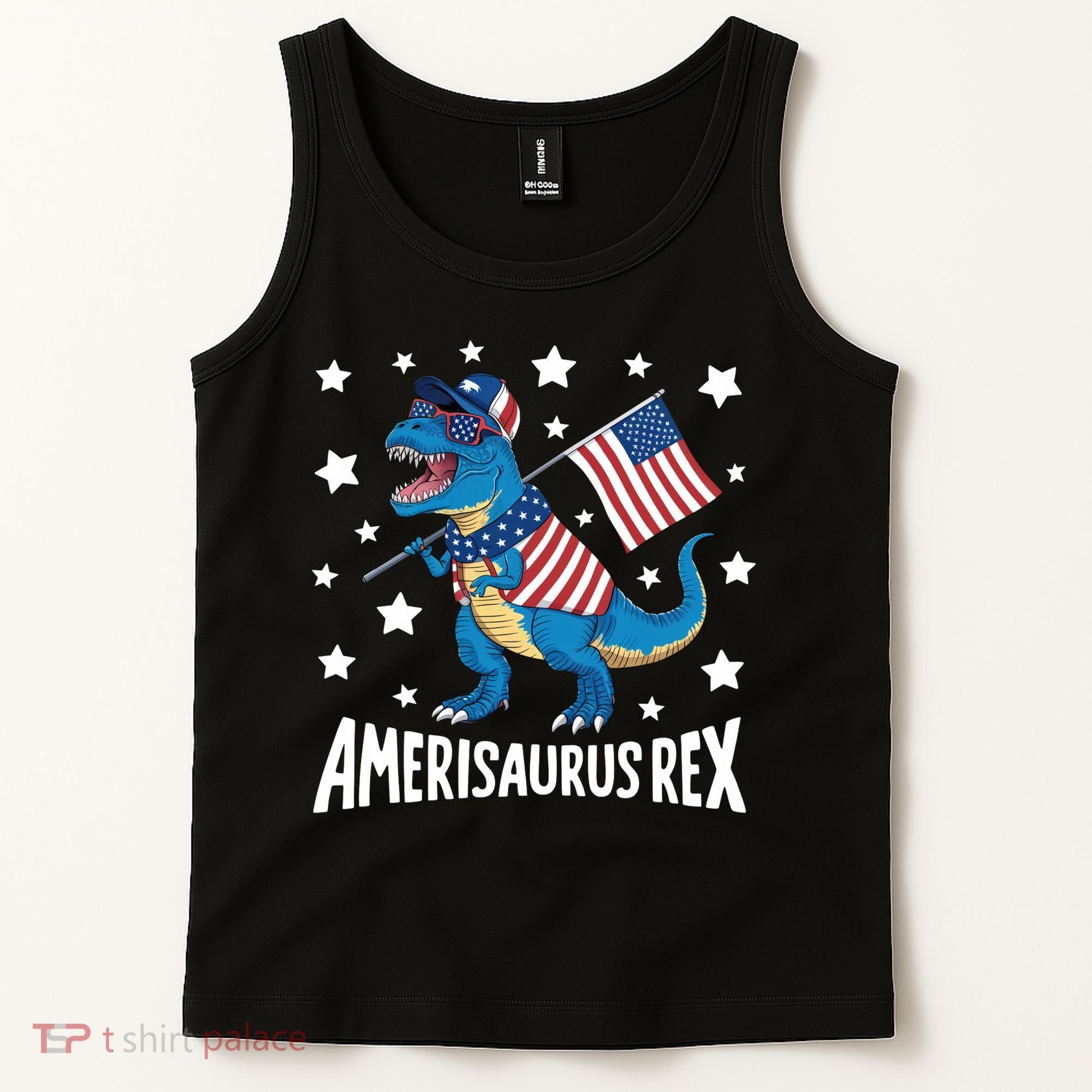 Amerisaurus Rex T Rex Dinosaur American Flag USA 4th Of July Tank Top