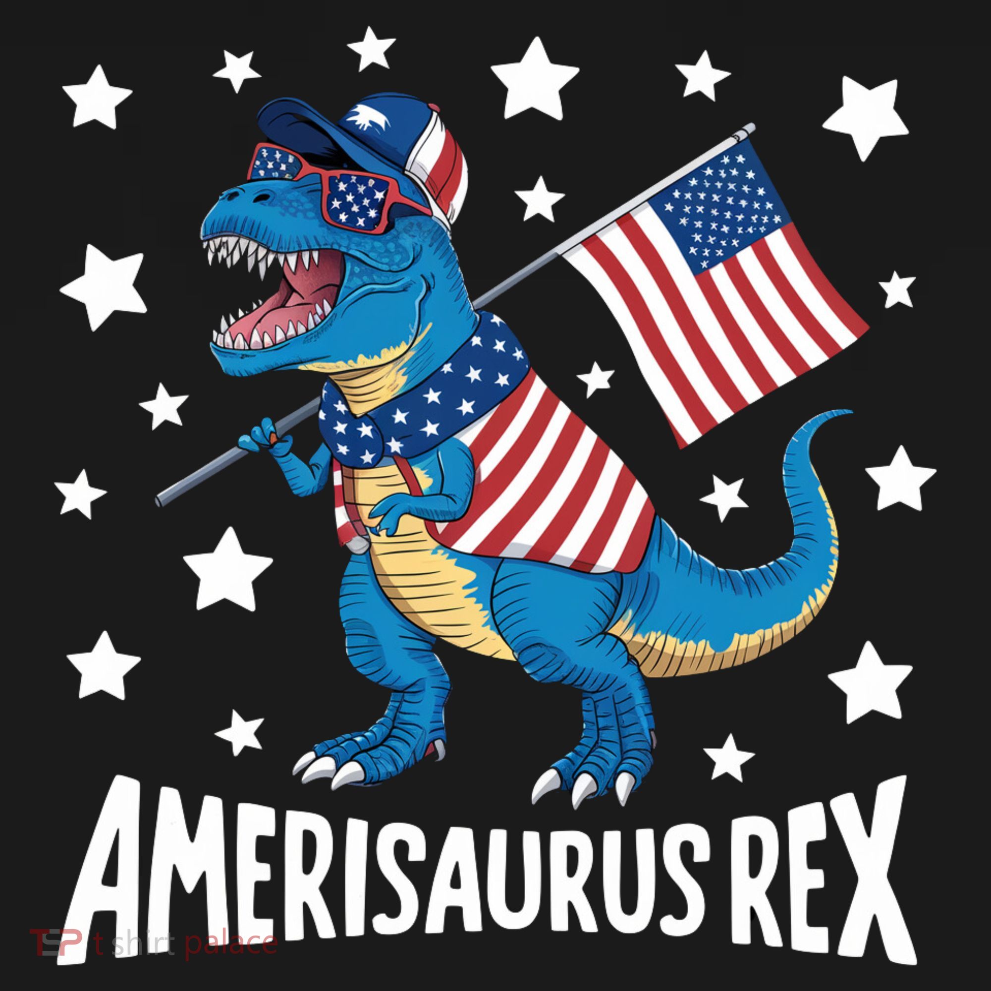 Amerisaurus Rex T Rex Dinosaur American Flag USA 4th Of July Tank Top