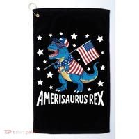 Amerisaurus Rex T Rex Dinosaur American Flag USA 4th Of July Golf Towel thumb 0