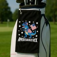 Amerisaurus Rex T Rex Dinosaur American Flag USA 4th Of July Golf Towel thumb 2
