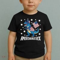 Amerisaurus Rex T Rex Dinosaur American Flag USA 4th Of July Toddler T-Shirt thumb 2