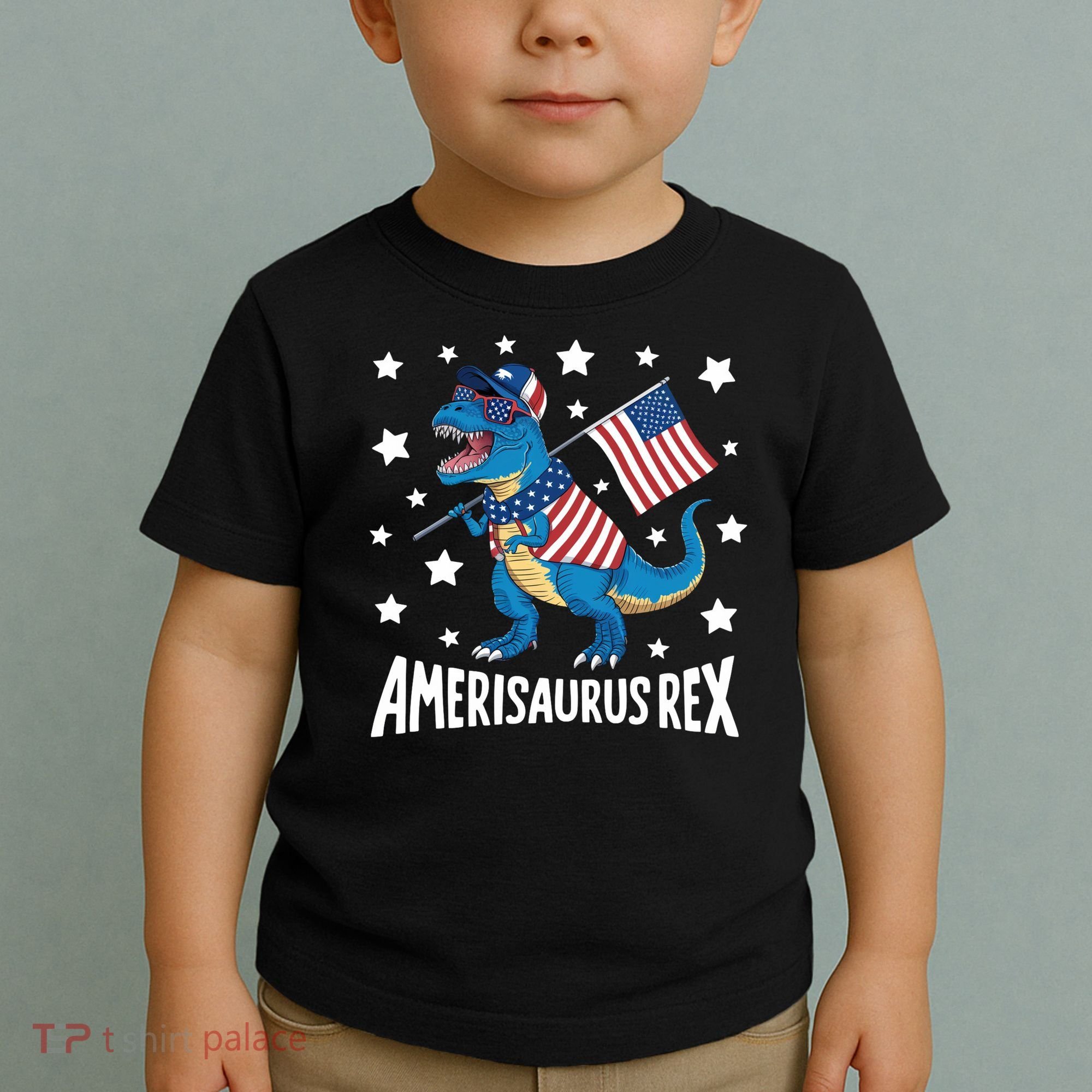 Amerisaurus Rex T Rex Dinosaur American Flag USA 4th Of July Toddler T-Shirt