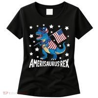 Amerisaurus Rex T Rex Dinosaur American Flag USA 4th Of July Women's T-Shirt thumb 0