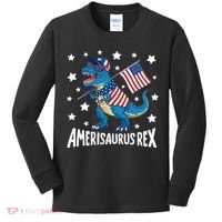 Amerisaurus Rex T Rex Dinosaur American Flag USA 4th Of July Kids Long Sleeve Shirt thumb 0