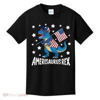 Amerisaurus Rex T Rex Dinosaur American Flag USA 4th Of July Kids T-Shirt thumb 0