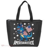 Amerisaurus Rex T Rex Dinosaur American Flag USA 4th Of July Tote Bag thumb 0