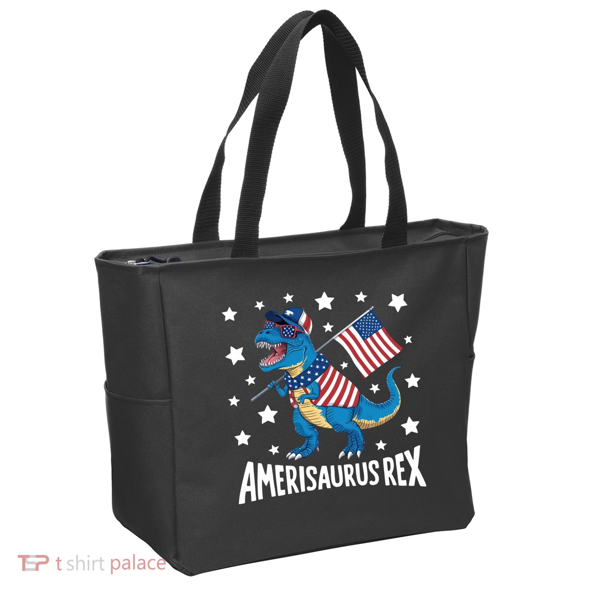 Amerisaurus Rex T Rex Dinosaur American Flag USA 4th Of July Tote Bag