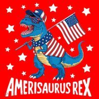 Amerisaurus Rex T Rex Dinosaur American Flag USA 4th Of July Santa Hat thumb 1