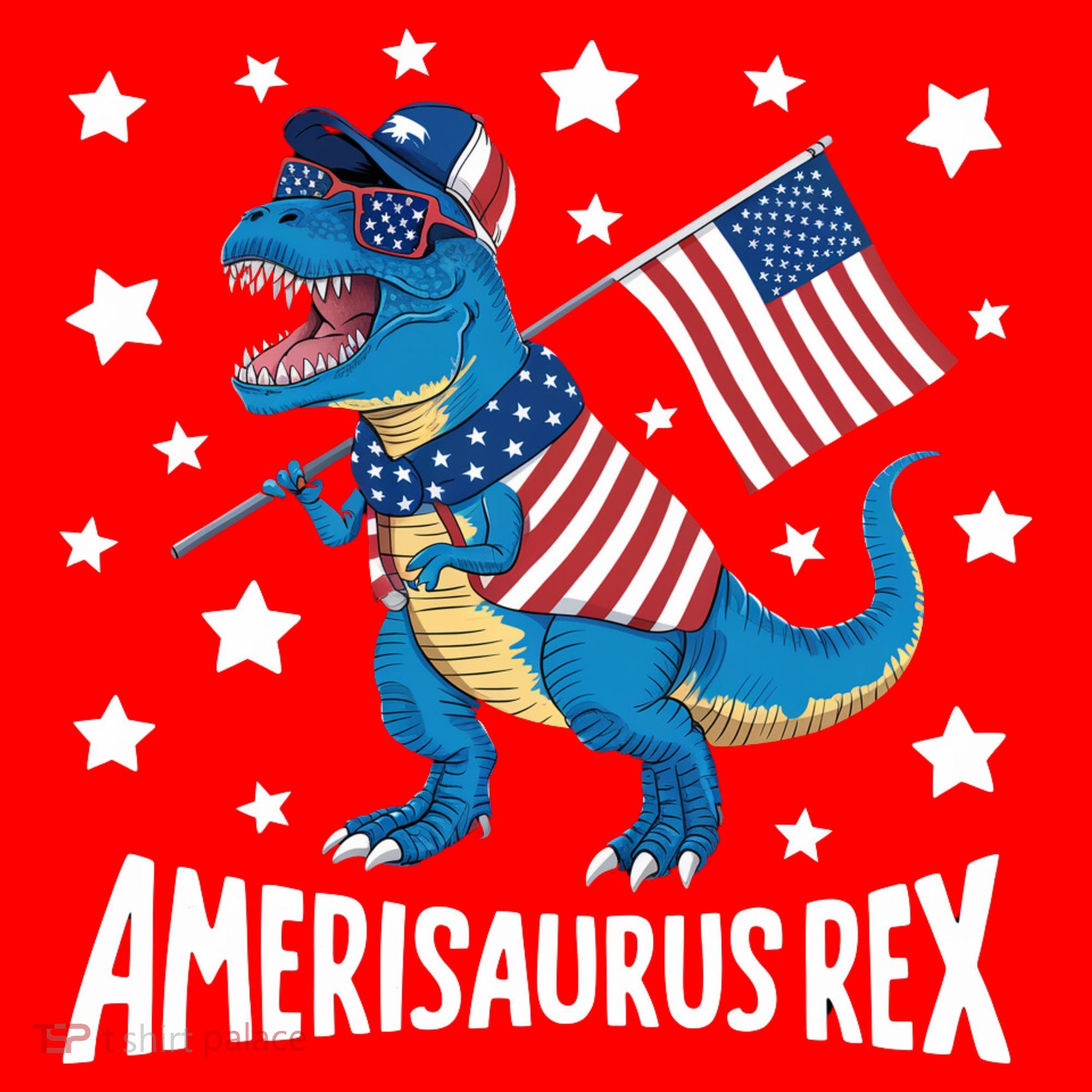 Amerisaurus Rex T Rex Dinosaur American Flag USA 4th Of July Santa Hat