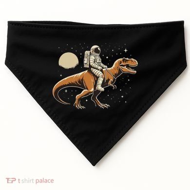 Astronaut Riding T Rex Dinosaur Astro Space USA-Made Doggie Bandana