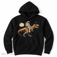 Astronaut Riding T Rex Dinosaur Astro Space Hoodie thumb 0