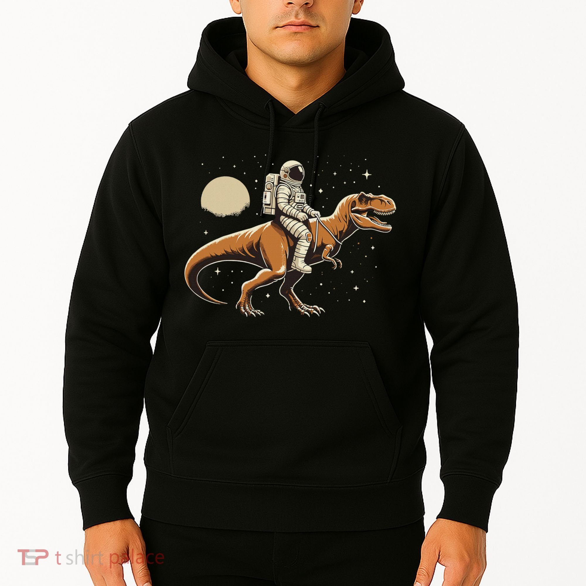 Astronaut Riding T Rex Dinosaur Astro Space Hoodie