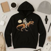 Astronaut Riding T Rex Dinosaur Astro Space Hoodie thumb 3