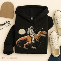 Astronaut Riding T Rex Dinosaur Astro Space Hoodie thumb 4