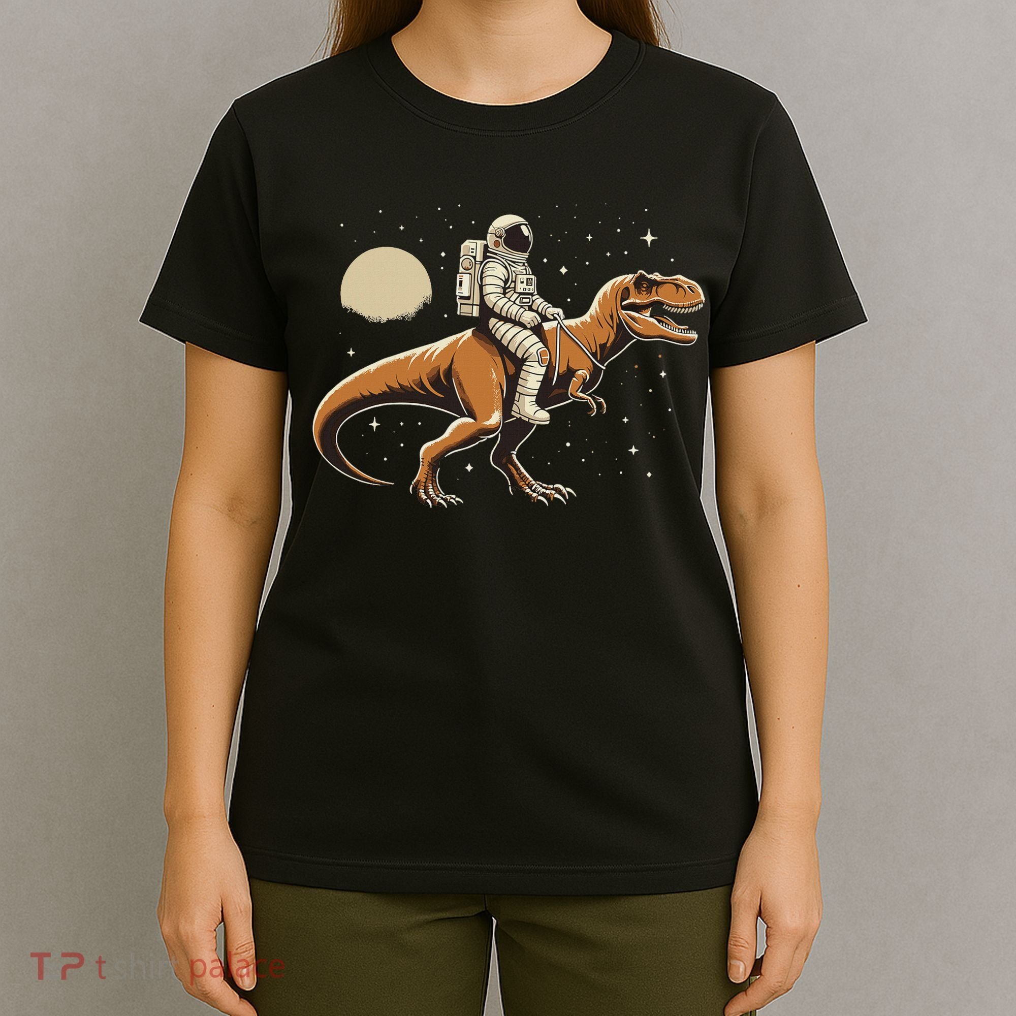 Astronaut Riding T Rex Dinosaur Astro Space T-Shirt