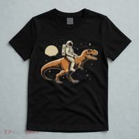 Astronaut Riding T Rex Dinosaur Astro Space T-Shirt thumb 5