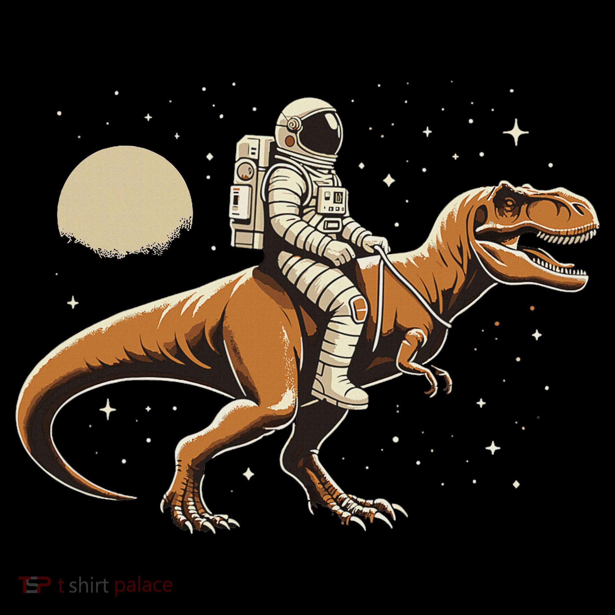 Astronaut Riding T Rex Dinosaur Astro Space Button