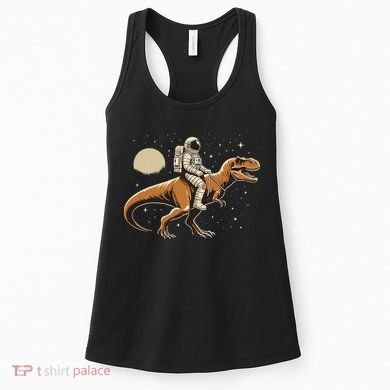 Astronaut Riding T Rex Dinosaur Astro Space Women's Tank Top