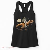 Astronaut Riding T Rex Dinosaur Astro Space Women's Tank Top thumb 0