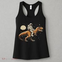 Astronaut Riding T Rex Dinosaur Astro Space Women's Tank Top thumb 3