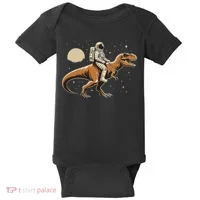 Astronaut Riding T Rex Dinosaur Astro Space Baby Bodysuit thumb 0