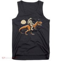 Astronaut Riding T Rex Dinosaur Astro Space Tank Top thumb 0