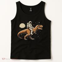 Astronaut Riding T Rex Dinosaur Astro Space Tank Top thumb 2