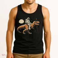 Astronaut Riding T Rex Dinosaur Astro Space Tank Top thumb 3
