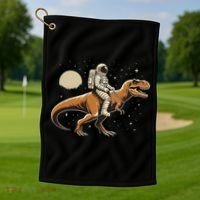 Astronaut Riding T Rex Dinosaur Astro Space Golf Towel thumb 1