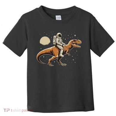 Astronaut Riding T Rex Dinosaur Astro Space Toddler T-Shirt