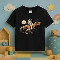 Astronaut Riding T Rex Dinosaur Astro Space Toddler T-Shirt thumb 3