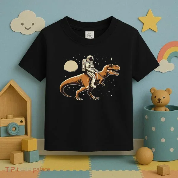 Astronaut Riding T Rex Dinosaur Astro Space Toddler T-Shirt