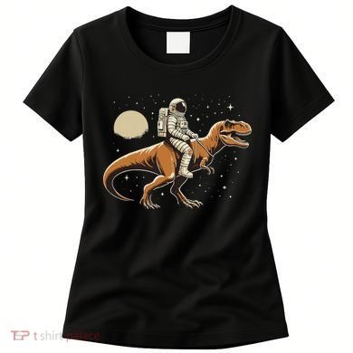 Astronaut Riding T Rex Dinosaur Astro Space Women's T-Shirt