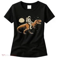 Astronaut Riding T Rex Dinosaur Astro Space Women's T-Shirt thumb 0