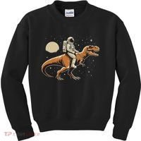 Astronaut Riding T Rex Dinosaur Astro Space Kids Sweatshirt thumb 0