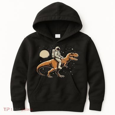 Astronaut Riding T Rex Dinosaur Astro Space Kids Hoodie