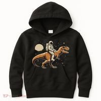 Astronaut Riding T Rex Dinosaur Astro Space Kids Hoodie thumb 0