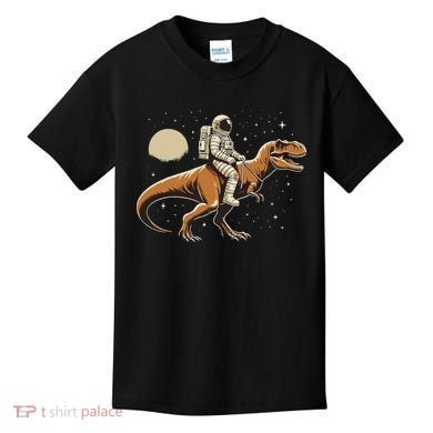 Astronaut Riding T Rex Dinosaur Astro Space Kids T-Shirt
