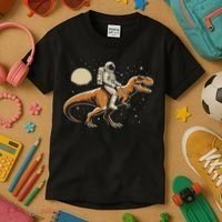 Astronaut Riding T Rex Dinosaur Astro Space Kids T-Shirt thumb 3
