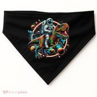 Astronaut Riding T Rex Dinosaur Astro T Rex Space USA-Made Doggie Bandana thumb 0