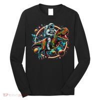 Astronaut Riding T Rex Dinosaur Astro T Rex Space Long Sleeve Shirt thumb 0