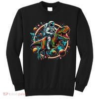 Astronaut Riding T Rex Dinosaur Astro T Rex Space Sweatshirt thumb 0
